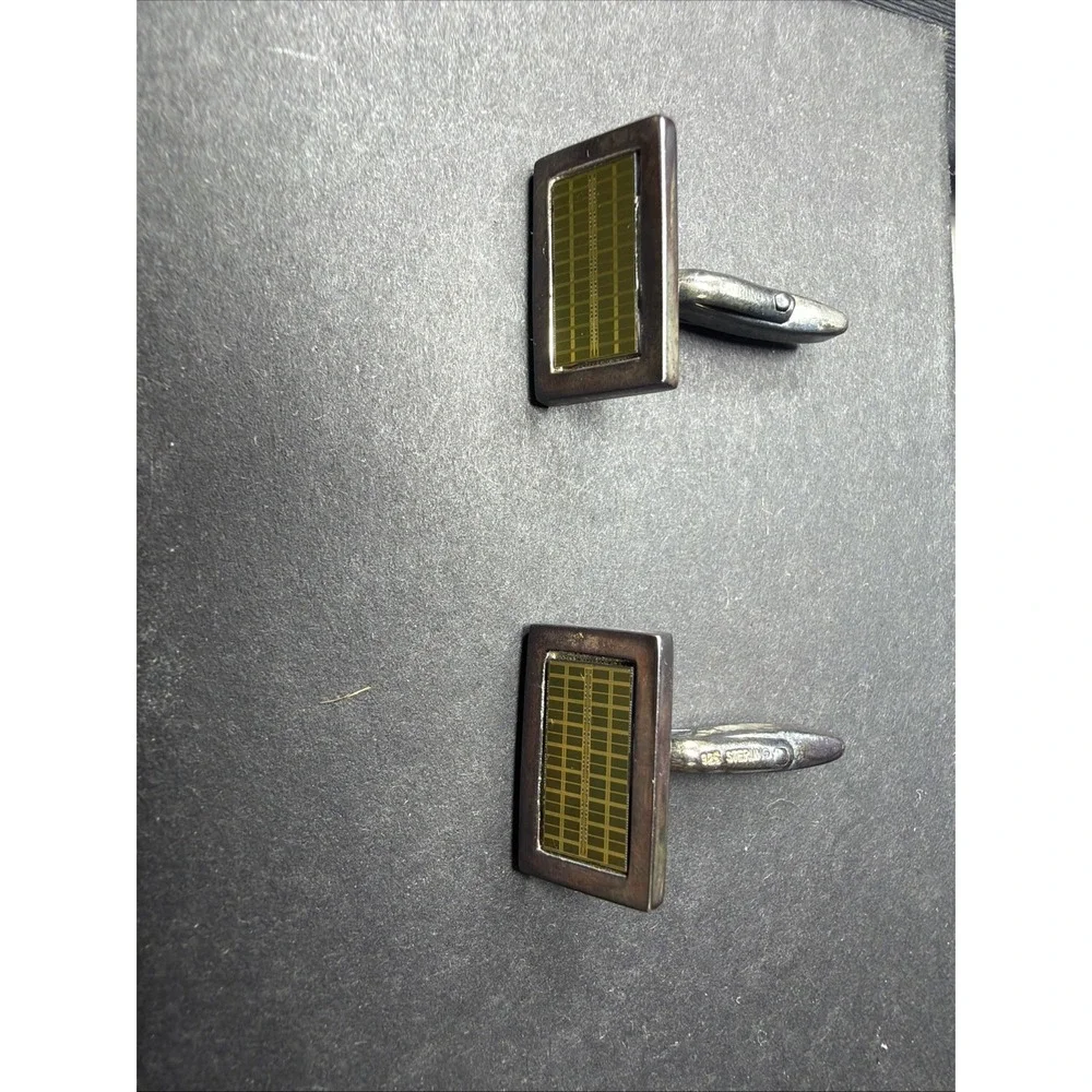 Vintage IBM Computer Chip Cufflinks 925 Sterling Silver Tech Geek Microchip Pair